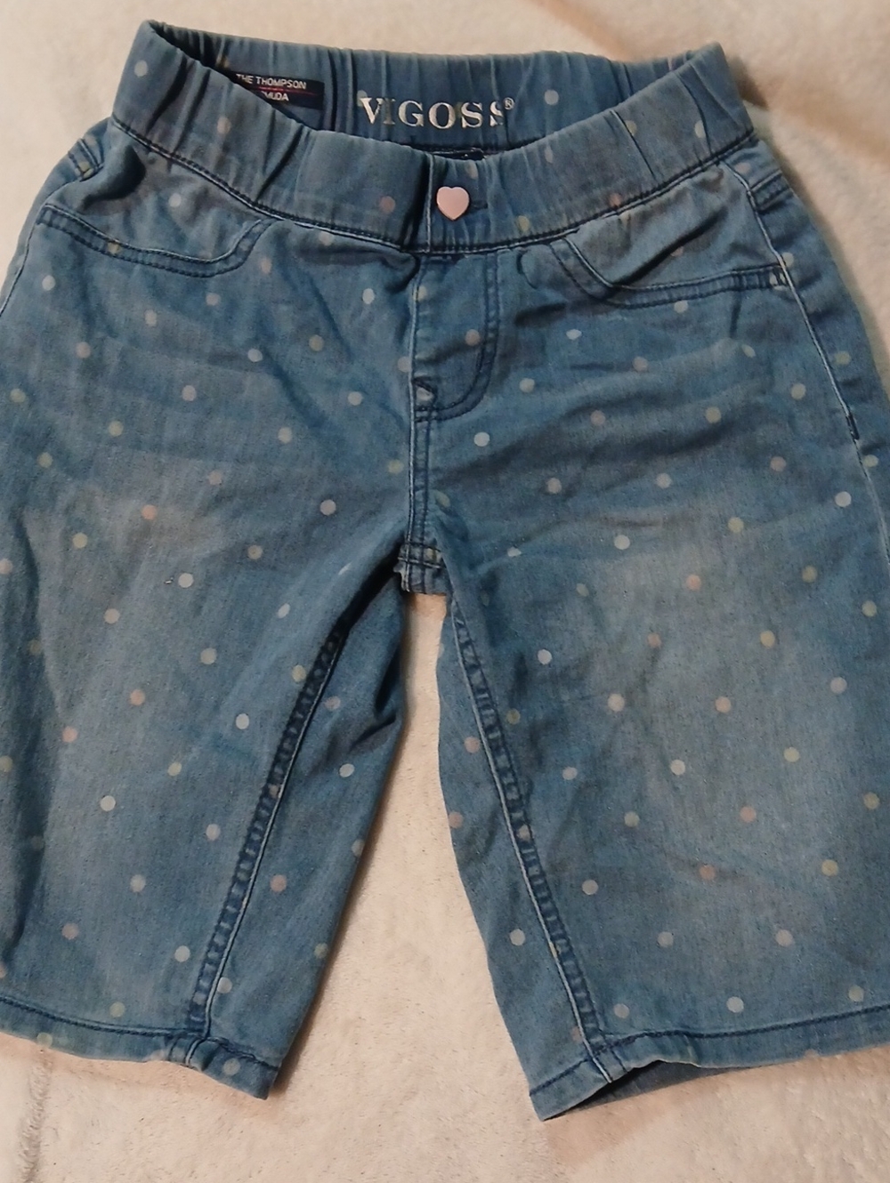 Vigoss Polka Dot DENIM Bermuda "The Thompson" Shorts, GIRLS SIZE 10 [NWOT]